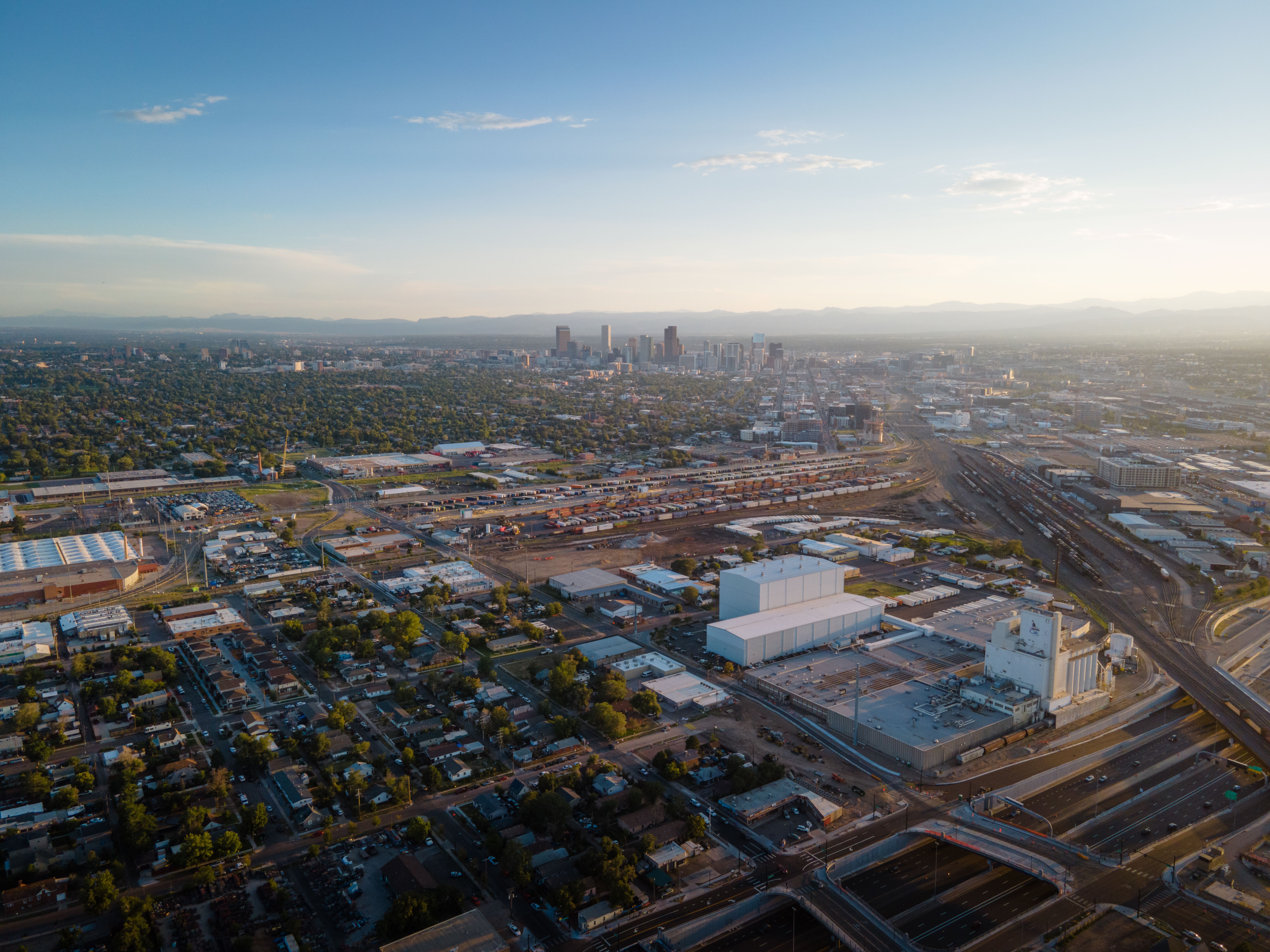 Aerial view of a leafy Denver neighborhood