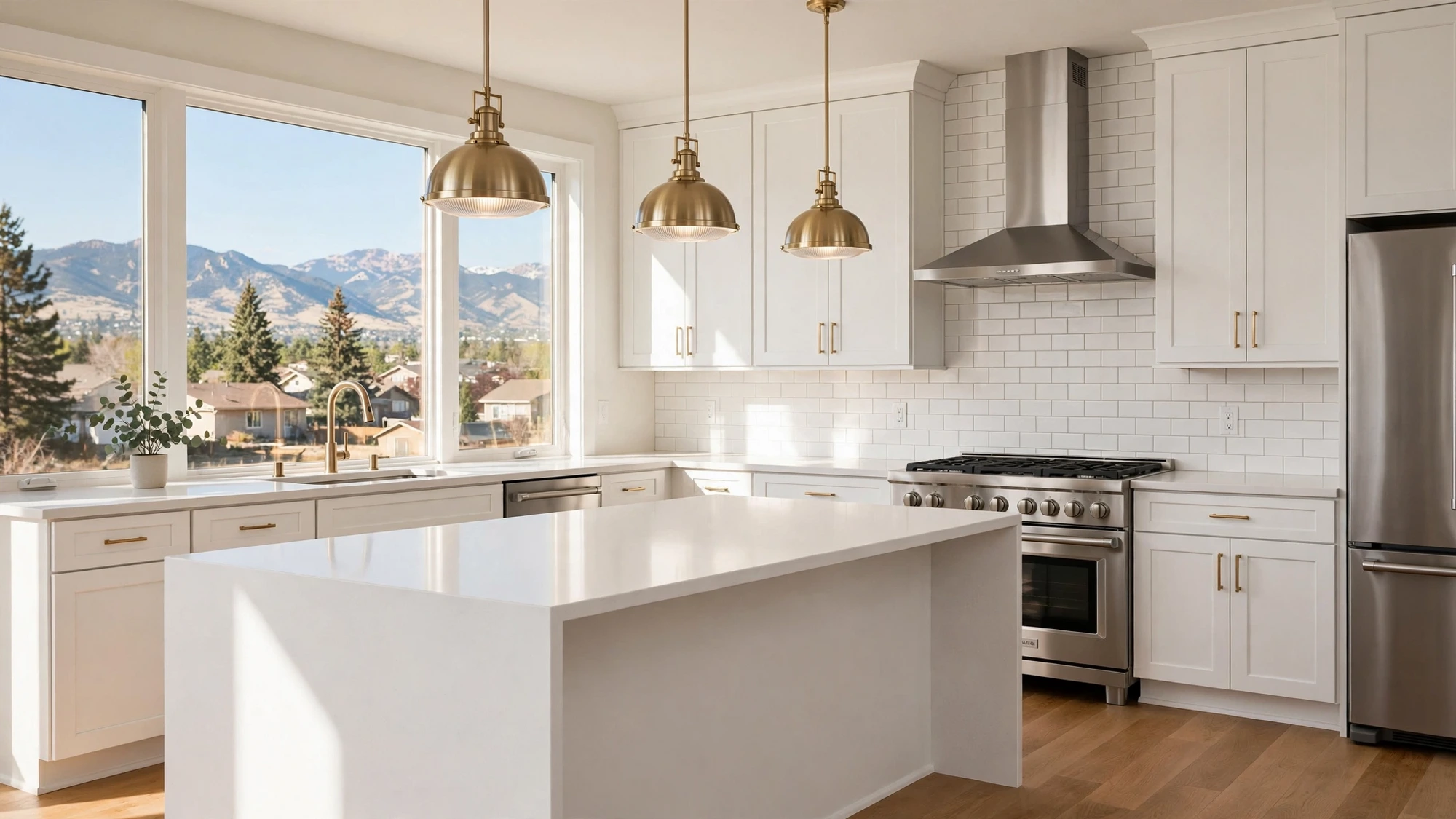 Bright Denver-area kitchen with mountain views